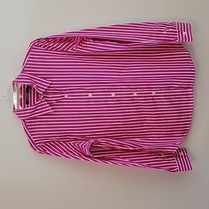 Lauren Ralph Lauren Pink with White Stripes Button Down Shirt, Size 12 P…